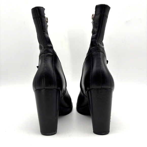 Vintage 90s Y2K Enzo Angiolini 'OASIS' Black Leather Block Heel Ankle Boots 7M - Picture 7 of 16